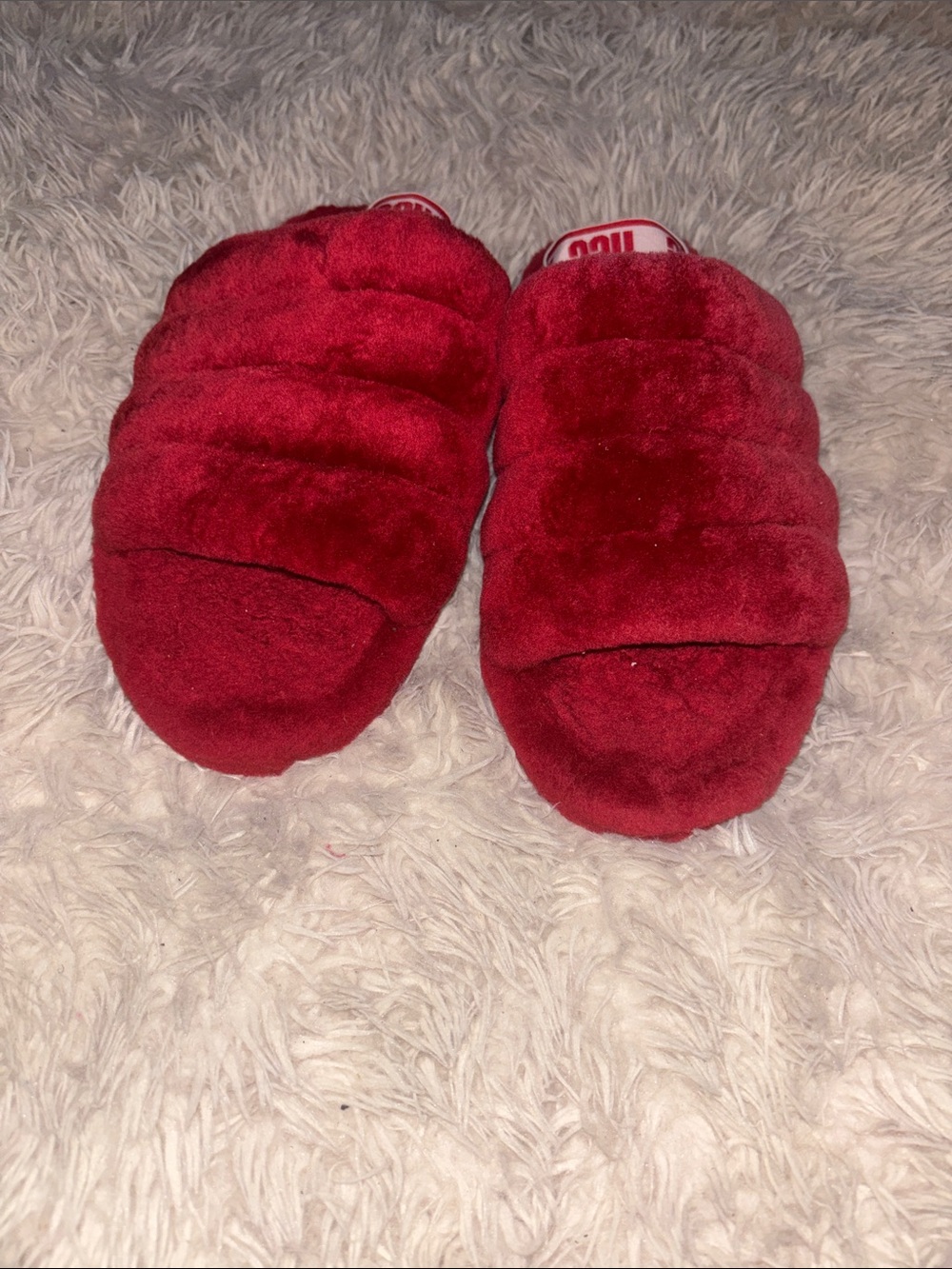 UGG Red Plush Slide Slippers
